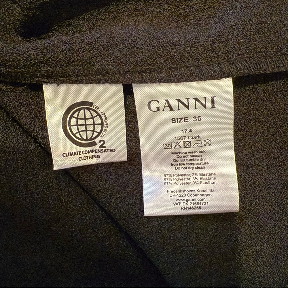 NWT Ganni Clark Black Dress Bell Sleeves Sz EU 36 US Small - Picture 10 of 13